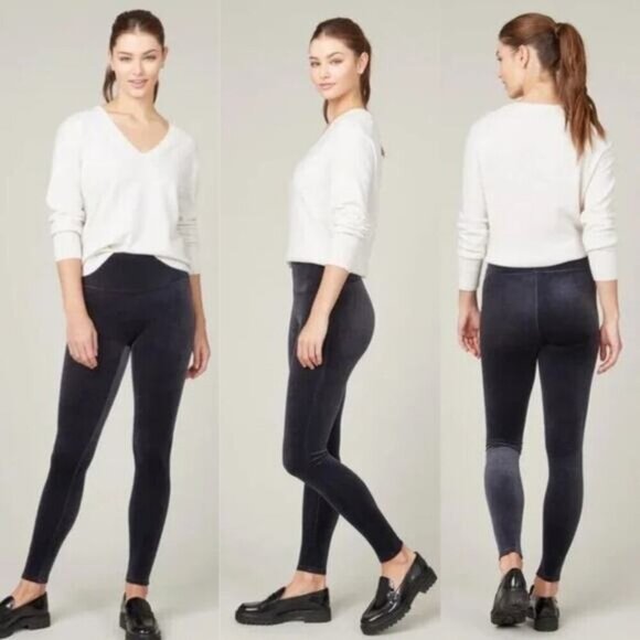 NWT SPANX Velvet Leggings Sz XS Classic Navy - Picture 1 of 7
